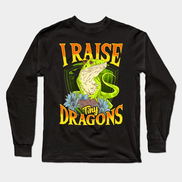 Cute & Funny I Raise Tiny Dinosaurs Reptile Pun Long Sleeve T-Shirt by theperfectpresents